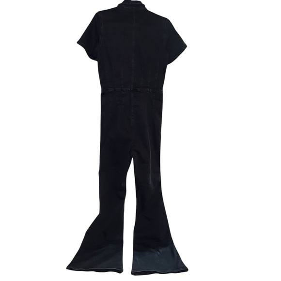 NWT We The Free Jayde Zip Up Flare Jumpsuit size Large Black Mamba Noir - Picture 4 of 6